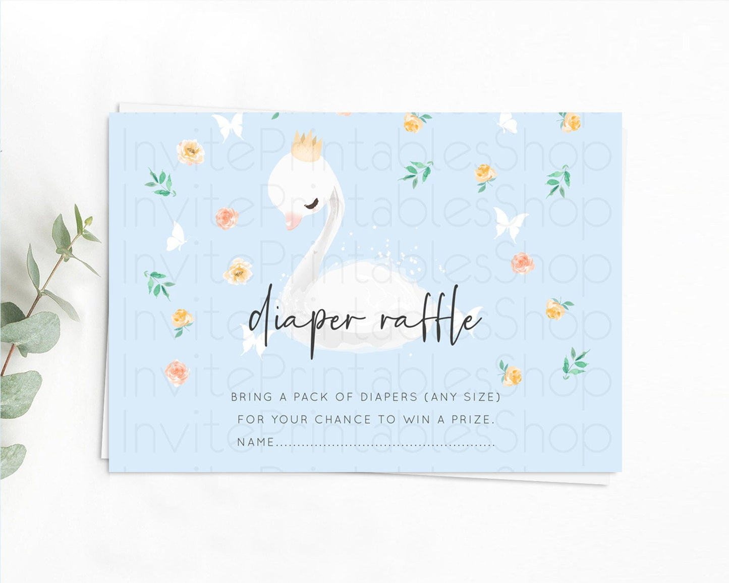 Swan Diaper Raffle Card Swan Princess Ballet Diaper Raffle Insert Enchanted Swan Lake Diaper Ticket Secret Garden Floral Raffle Game D10903