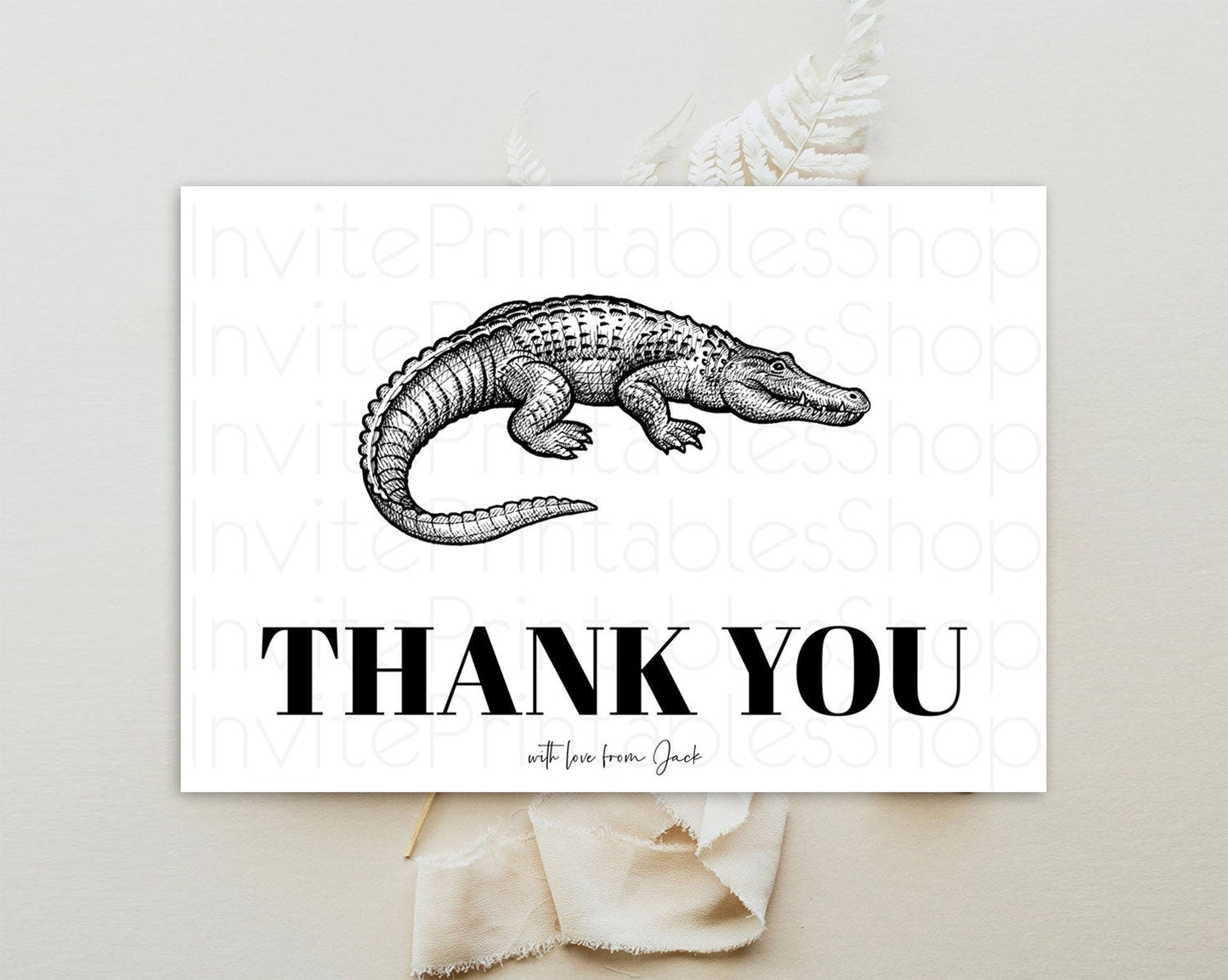 Croc Thank You Gator Thank You Card Croc Gator Party Crocodile Birthday Thank You Card Alligator Cards Teacher Thank You Cards D10286