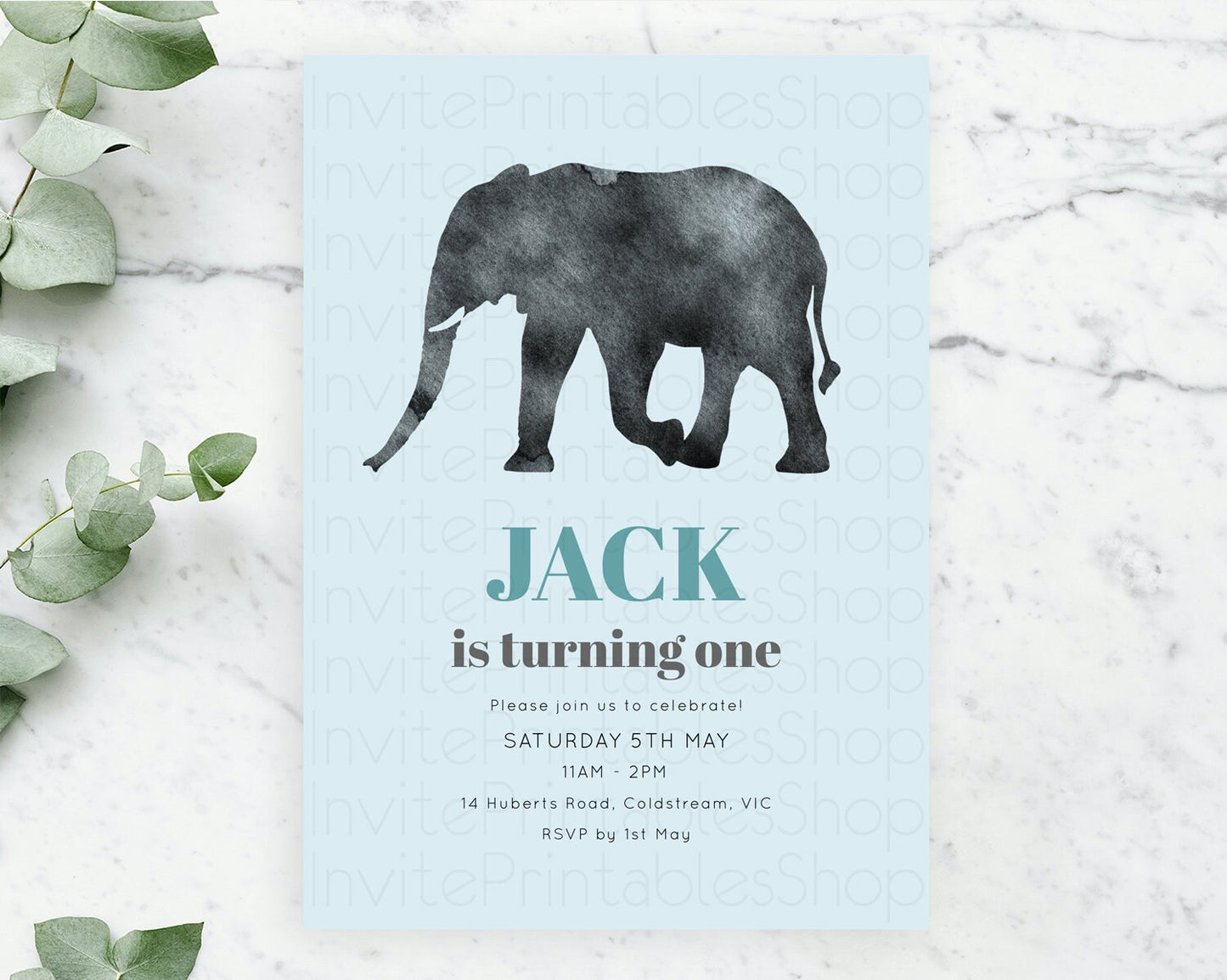 Elephant Birthday Invitation Elephant Invitation Elephant Birthday Safari Elephant Party TWO Wild ONE Jungle Adventure Zoo Birthday D10802