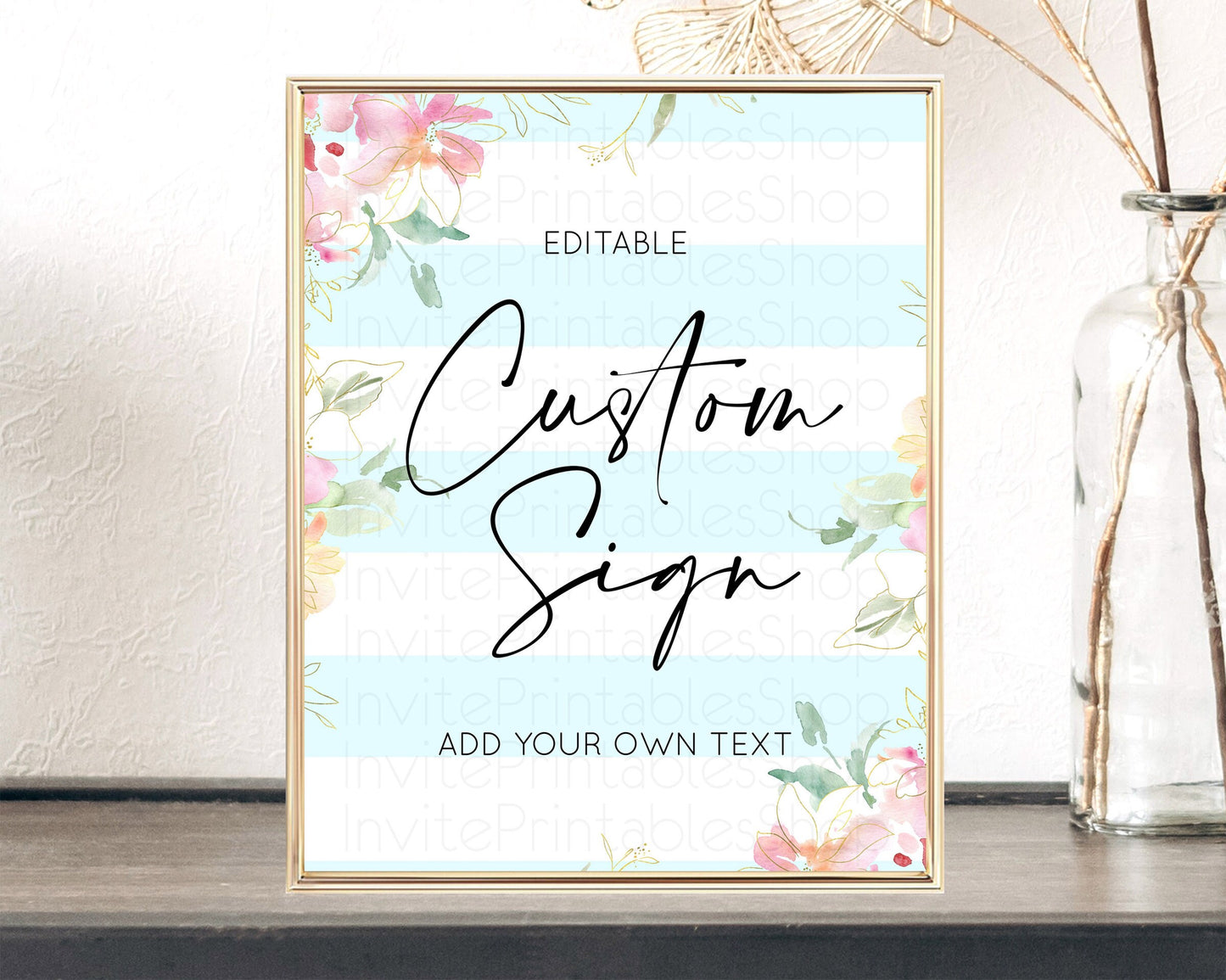 Wildflower Floral Table Sign Decor Secret Garden Sign Template Pastel Floral Garden Party Boho Flowers Birthday Baby Shower Wedding D10304