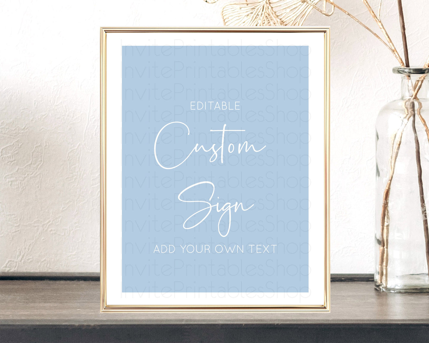 Minimalist Blue Sign Blue Table Sign Decor Simple Modern Blue Party Theme 1st Birthday Baptism Baby Shower Wedding Bridal Shower D10734