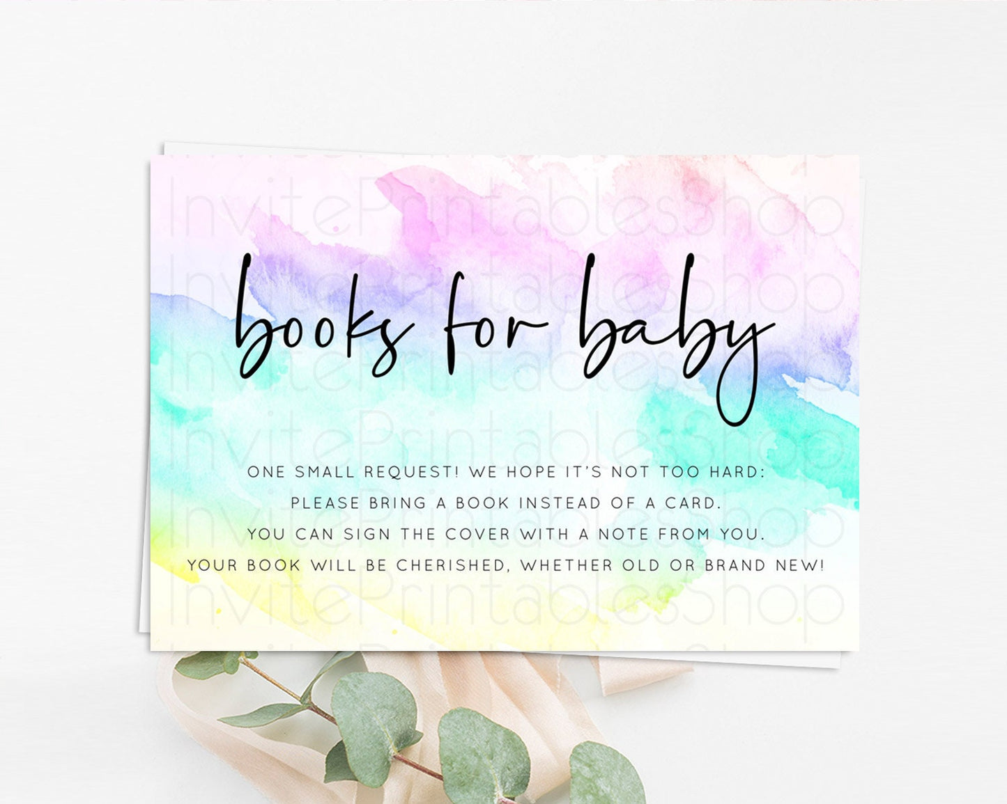 Pastel Books For Baby Card Pastel Rainbow Book Insert Colorful Ombre Watercolor Book Card Confetti Glitter Baby Book Poem Request D10231