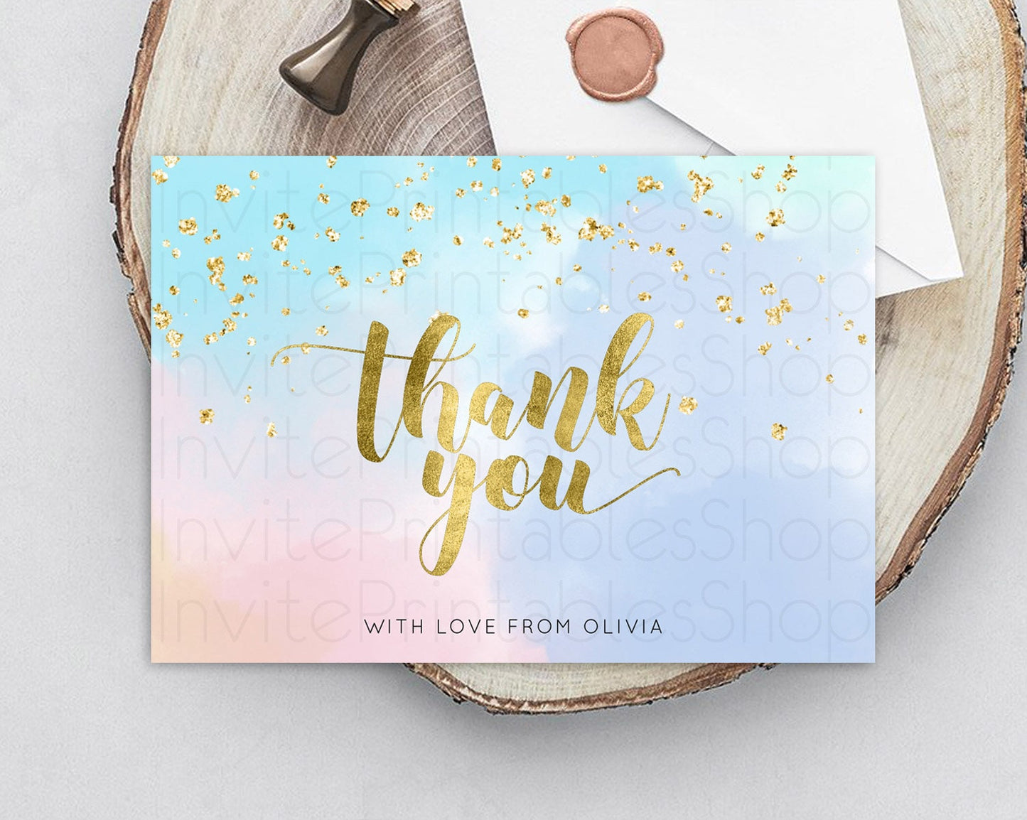 Pastel Thank You Rainbow Thank You Card Colorful Pastel Birthday Thank You Card Confetti Watercolor Pastel Teacher Thank You Cards D10892