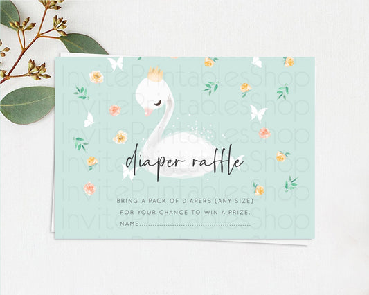 Editable Swan Diaper Raffle Card Swan Princess Ballet Diaper Raffle Insert E