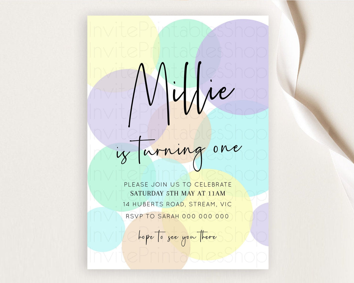 Pastel Birthday Invitation Pastel Confetti Birthday Invitation Bubbles Invitation Colorful Rainbow Confetti 2nd 1st First Birthday D10414