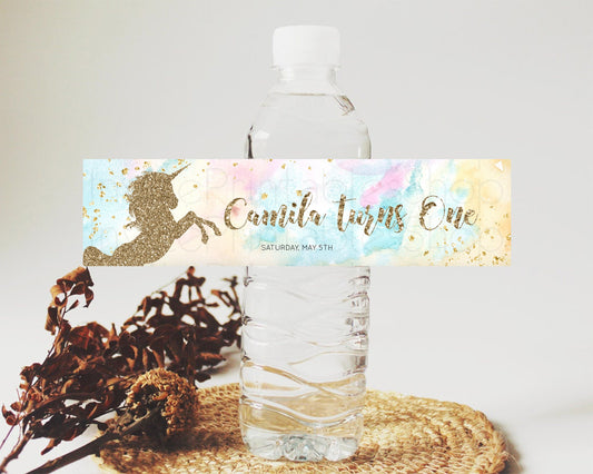 Editable Unicorn Rainbow Water Label Unicorn Unicorn Party Decor Magical uni