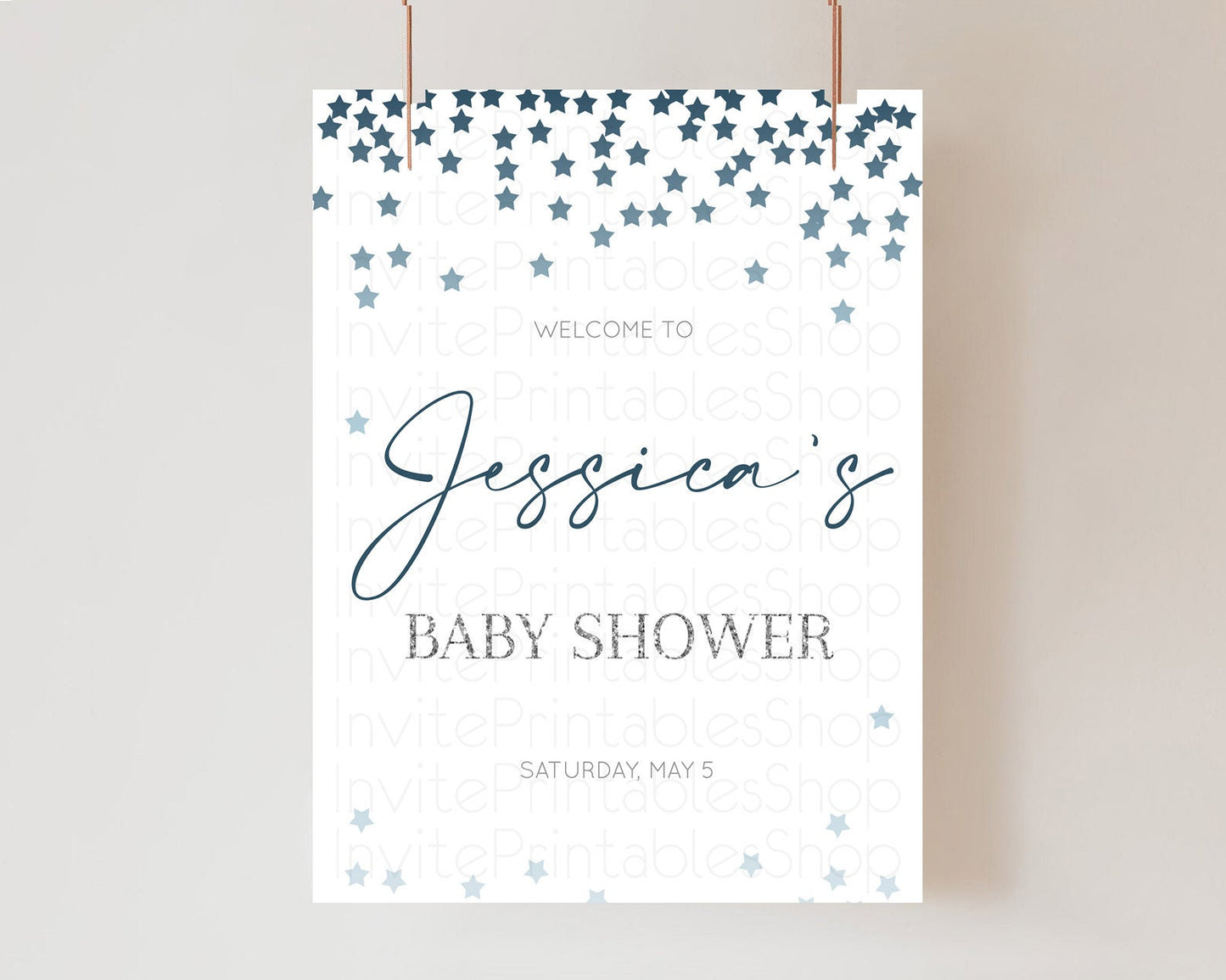Editable Star Baby Shower Welcome Board Pastel Stars Welcome Sign Shooting S
