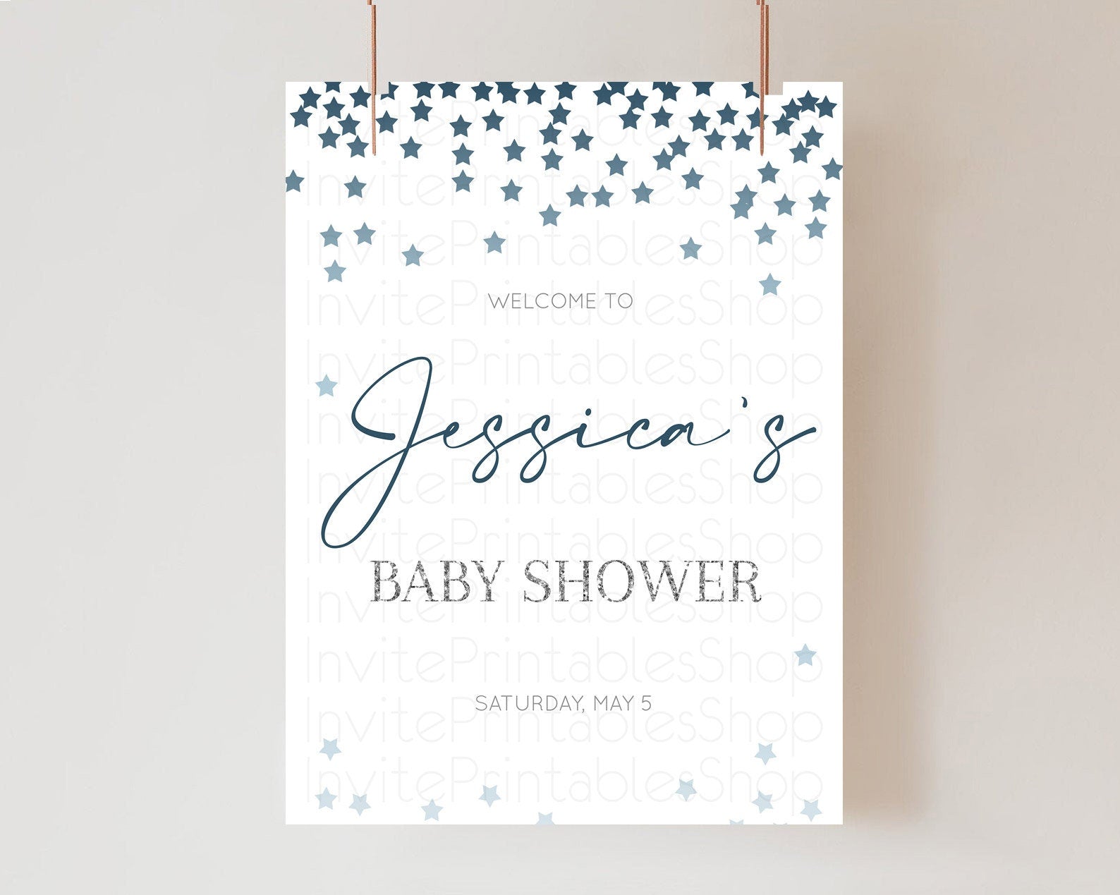 Editable Star Baby Shower Welcome Board Pastel Stars Welcome Sign Shooting S