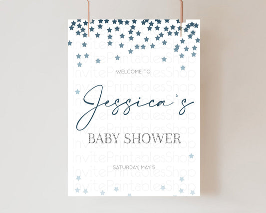 Editable Star Baby Shower Welcome Board Pastel Stars Welcome Sign Shooting S
