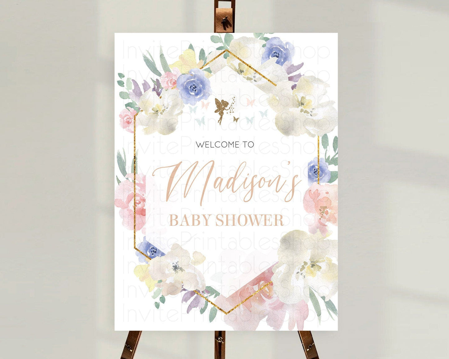 Fairy Baby Shower Welcome Sign Fairy Welcome Board Enchanted Garden Pastel Floral Butterfly Decor Secret Garden Fairy Welcome Sign D10829