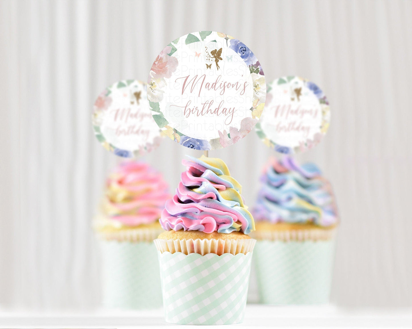 Fairy Cupcake Toppers Pastel Fairy Cupcake Toppers Fairy Floral Garden Cupcake Topper Enchanted Garden Floral Butterfly Party Decor D10294