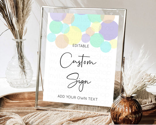 Editable Pastel Confetti Sign Colorful Sprinkles Table Sign Decor Rainbow Pa