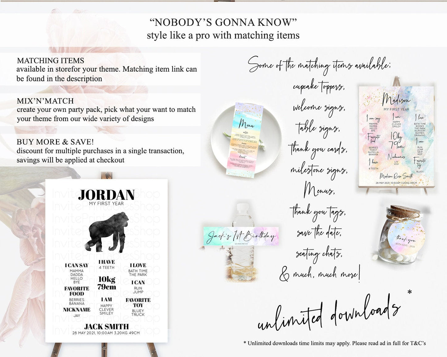 Gorilla First Birthday Milestone Board Gorilla Milestone Poster Gorilla Decor Safari Adventure Gorilla First Birthday Welcome Sign D10799