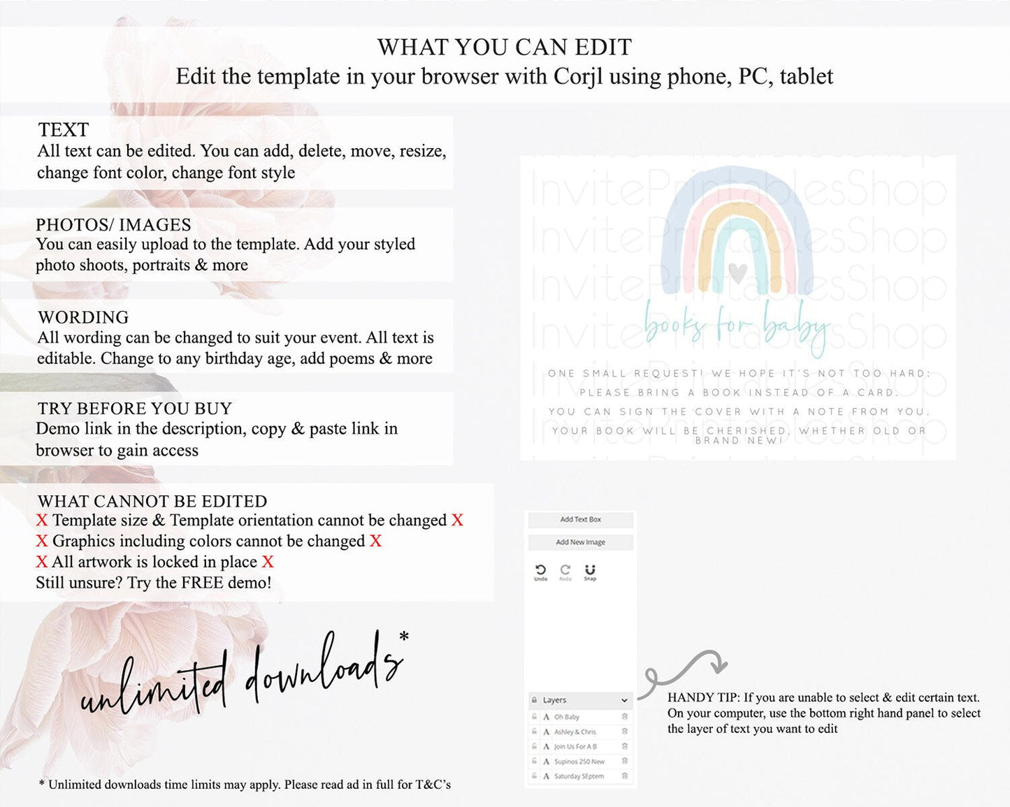 Pastel Rainbow Books For Baby Card Boho Rainbow Book Insert Boho Rainbow Book Card Pastel Watercolor Baby Shower Book Poem Request D10214