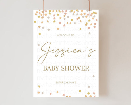 Star Baby Shower Welcome Board Pastel Stars Welcome Sign Shooting Star Rainbow Colorful Confetti Twinkle Little Star Welcome Sign D10342