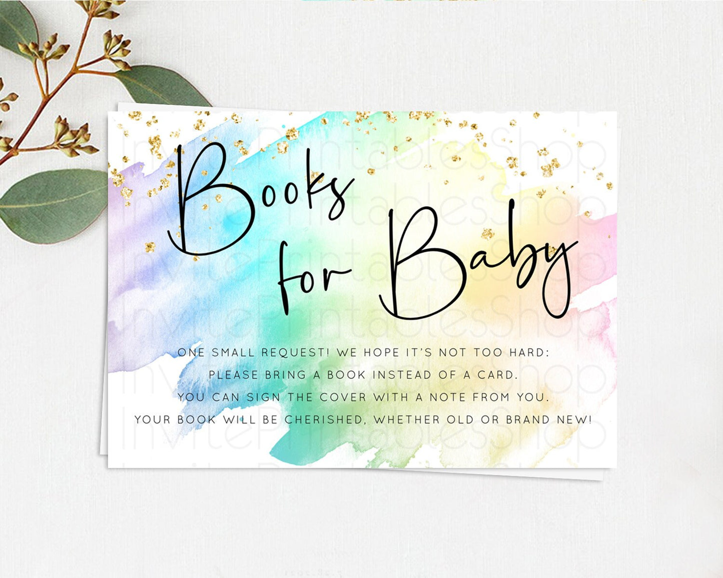 Pastel Books For Baby Card Pastel Rainbow Book Insert Colorful Ombre Watercolor Book Card Confetti Glitter Baby Book Poem Request D10279