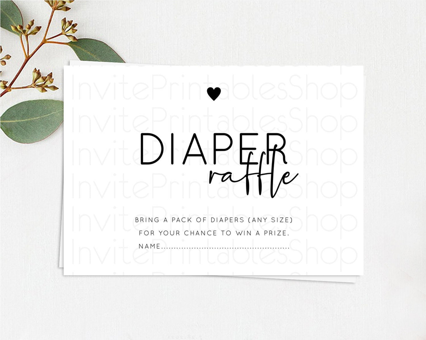 Minimalist Baby Shower Diaper Raffle Insert Simple White Diaper Raffle Insert Minimal White Diaper Ticket Modern White Raffle Game D10955