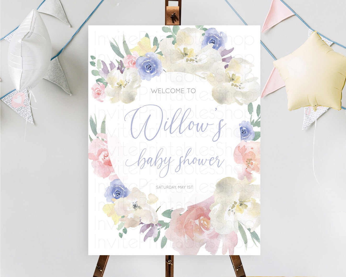 Secret Garden Baby Shower Welcome Sign Wildflower Welcome Board Pastel Flower Garden Welcome Poster Boho Wildflower Welcome Sign D10841