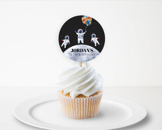 Editable Space Cupcake Toppers Space Decor First Trip Around the Sun Decor D