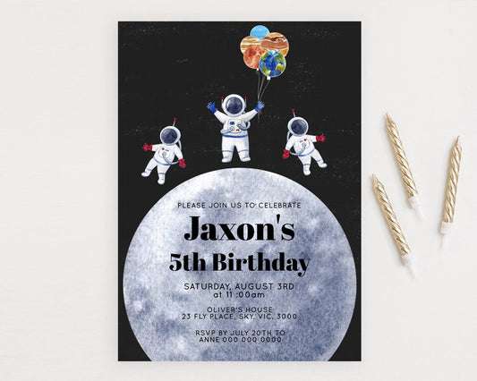 Editable Space Birthday Invitation Space 1st Birthday Invites First Trip Aro