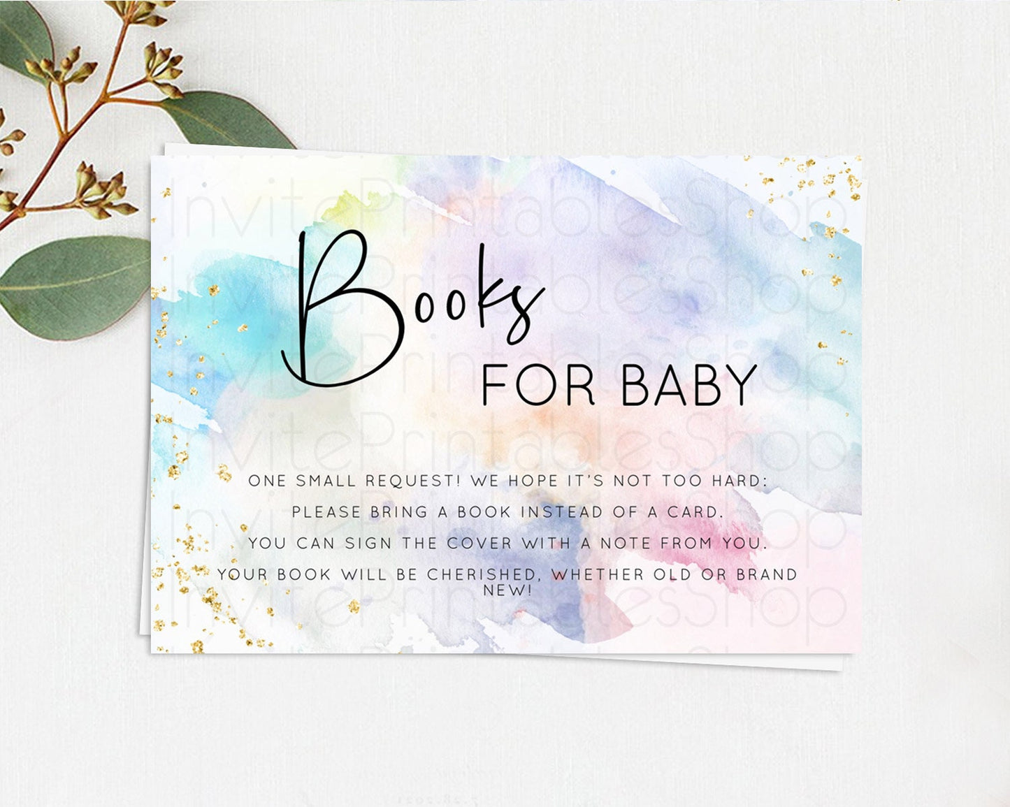 Pastel Books For Baby Card Pastel Rainbow Book Insert Colorful Ombre Watercolor Book Card Confetti Glitter Baby Book Poem Request D10422