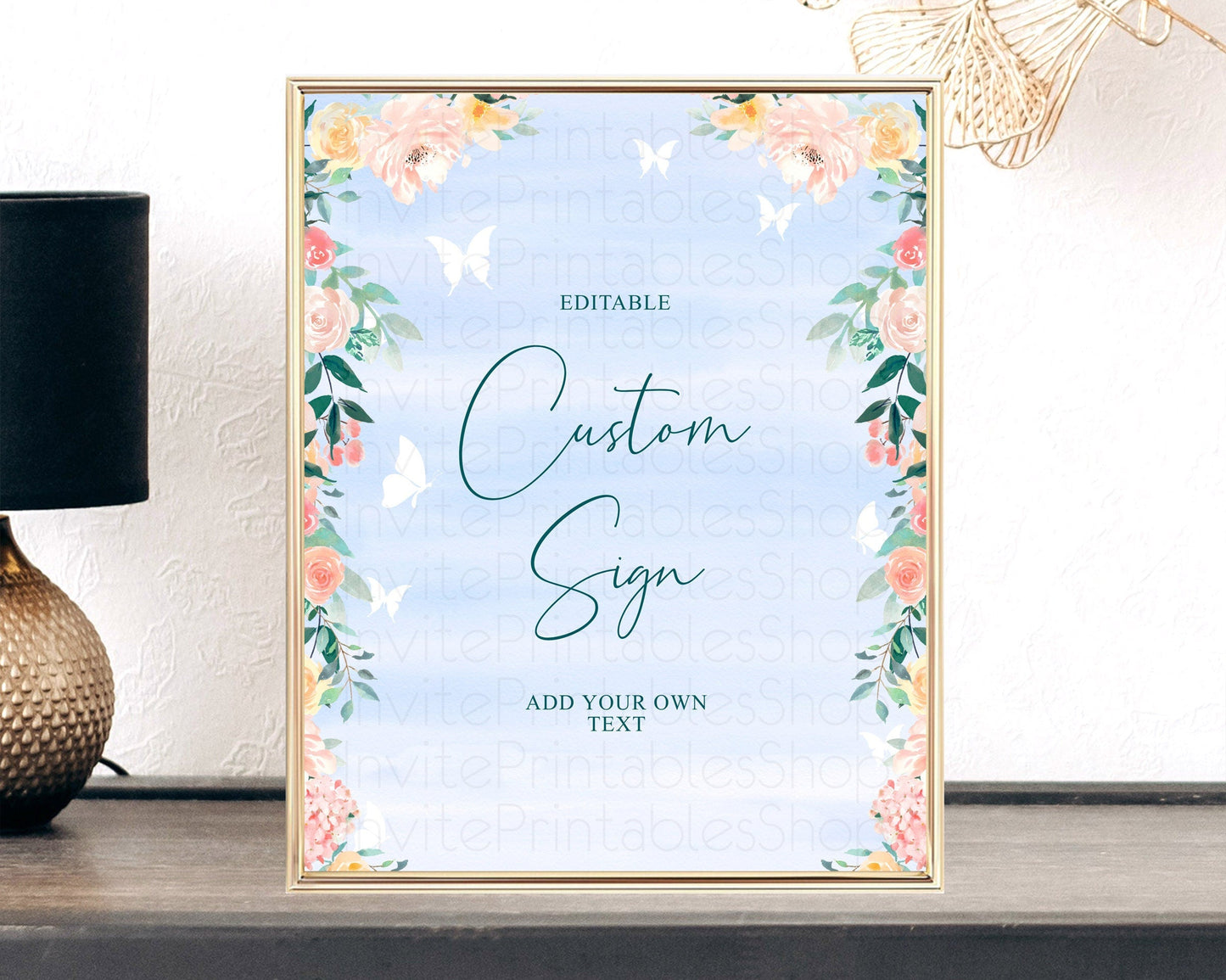 Wildflower Floral Table Sign Decor Secret Garden Sign Template Pastel Floral Garden Party Boho Flowers Birthday Baby Shower Wedding D10337