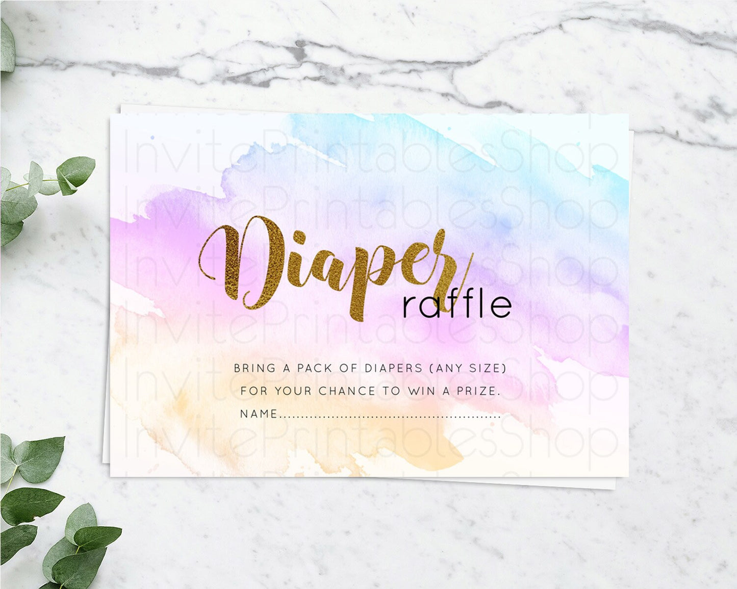 Pastel Diaper Raffle Card Pastel Rainbow Diaper Raffle Insert Colorful Ombre Watercolor Diaper Ticket Confetti Glitter Raffle Game D11027