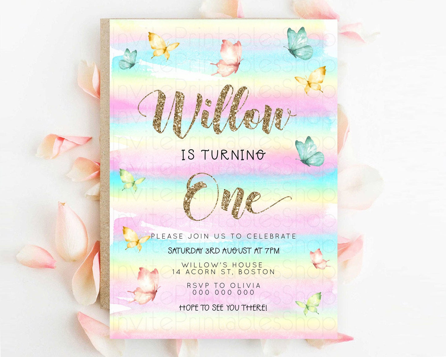 Editable Pastel Butterfly Birthday Invitation Butterfly Birthday Invitation