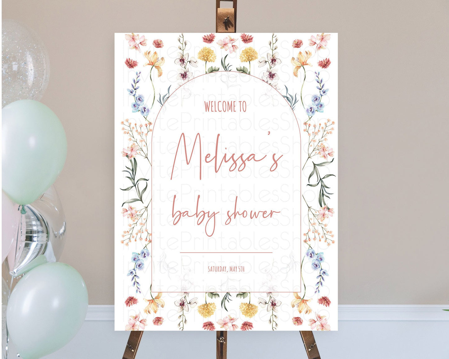 Secret Garden Baby Shower Welcome Sign Wildflower Welcome Board Pastel Flower Garden Welcome Poster Boho Wildflower Welcome Sign D10682