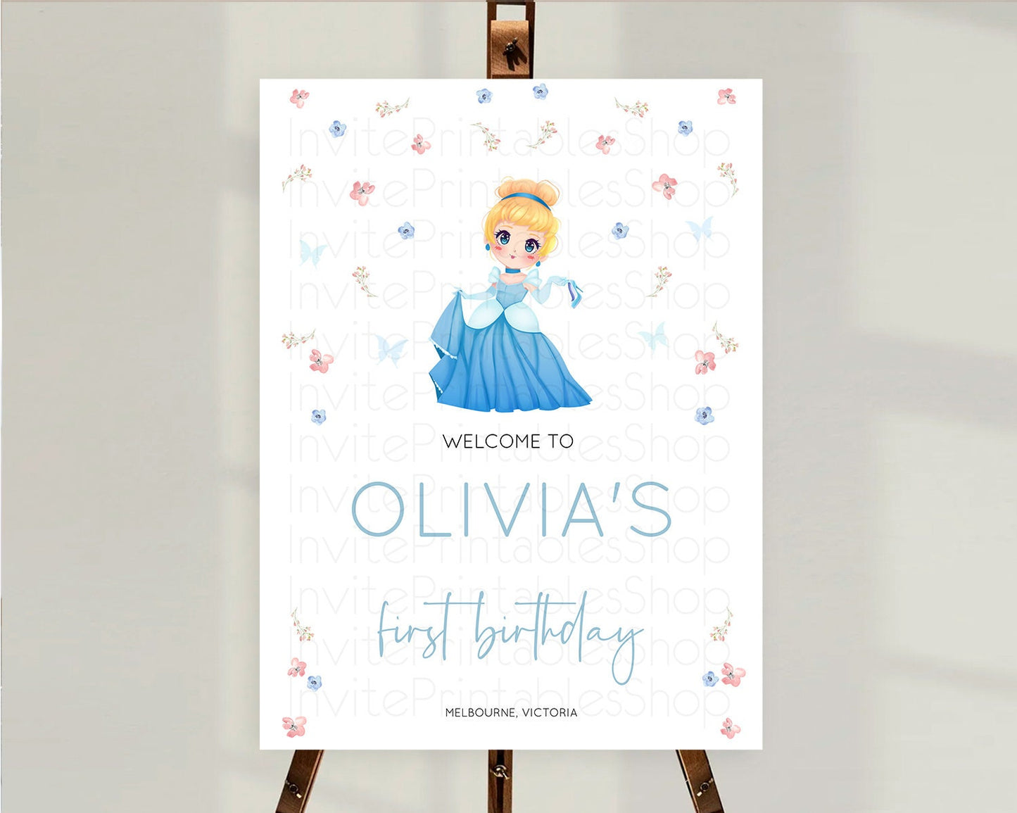 Princess Birthday Welcome Sign Castle Welcome Board Secret Garden Enchanted Castle Pastel Floral Garden First Birthday Welcome Sign D10354