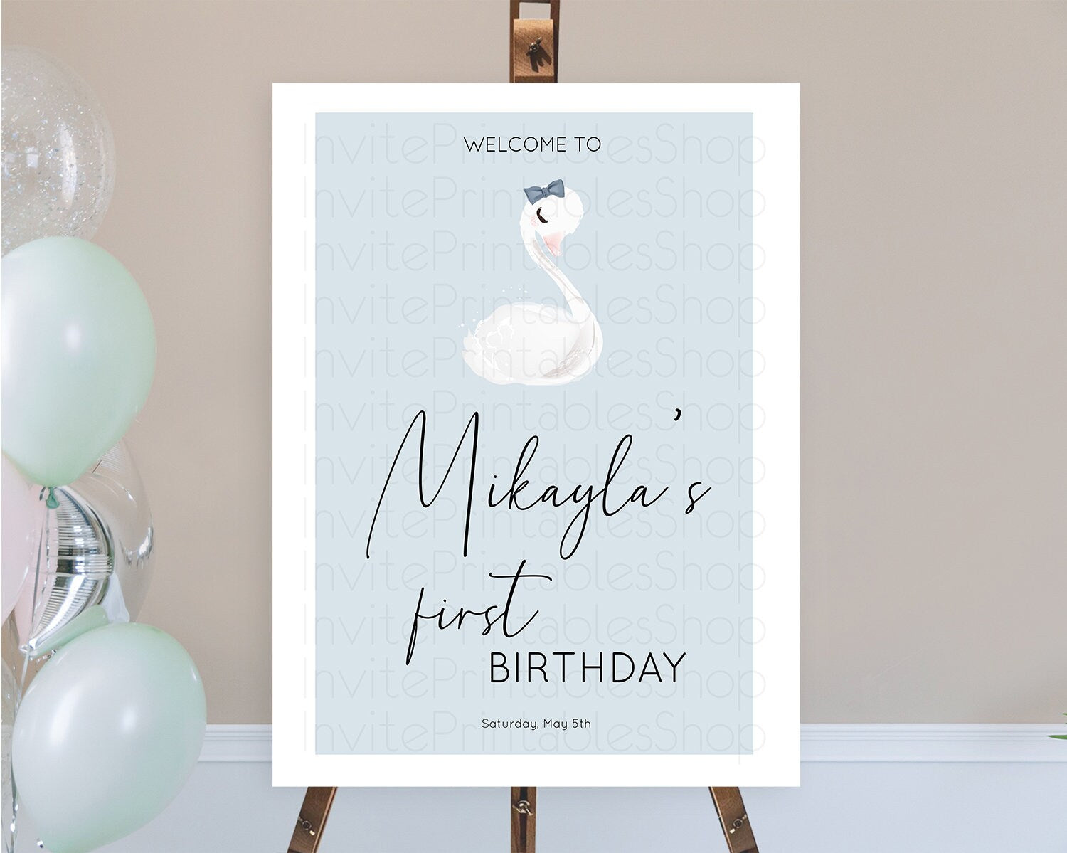 Editable Swan Welcome Board Swan Princess Ballet Welcome Sign Enchanted Swan