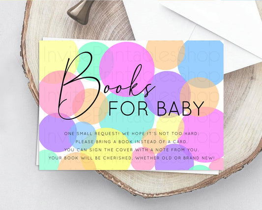 Editable Rainbow Books For Baby Card Pastel Sprinkles Book Insert Pastel Rai