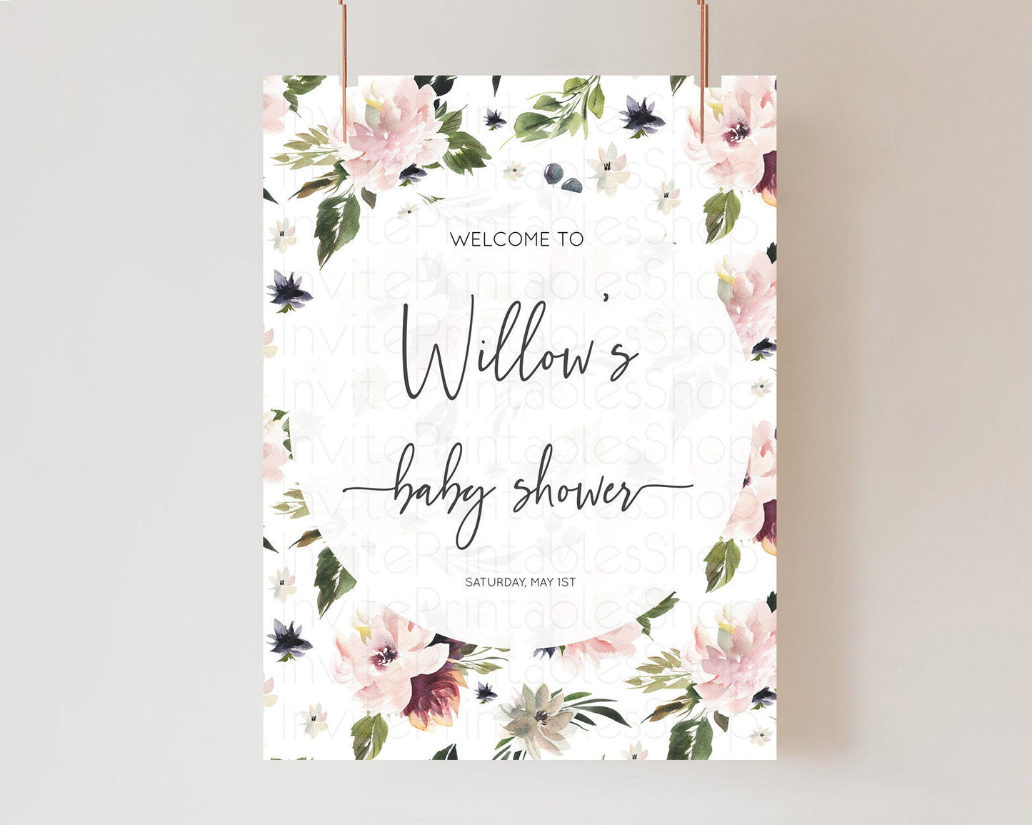 Secret Garden Baby Shower Welcome Sign Wildflower Welcome Board Pastel Flower Garden Welcome Poster Boho Wildflower Welcome Sign D10538