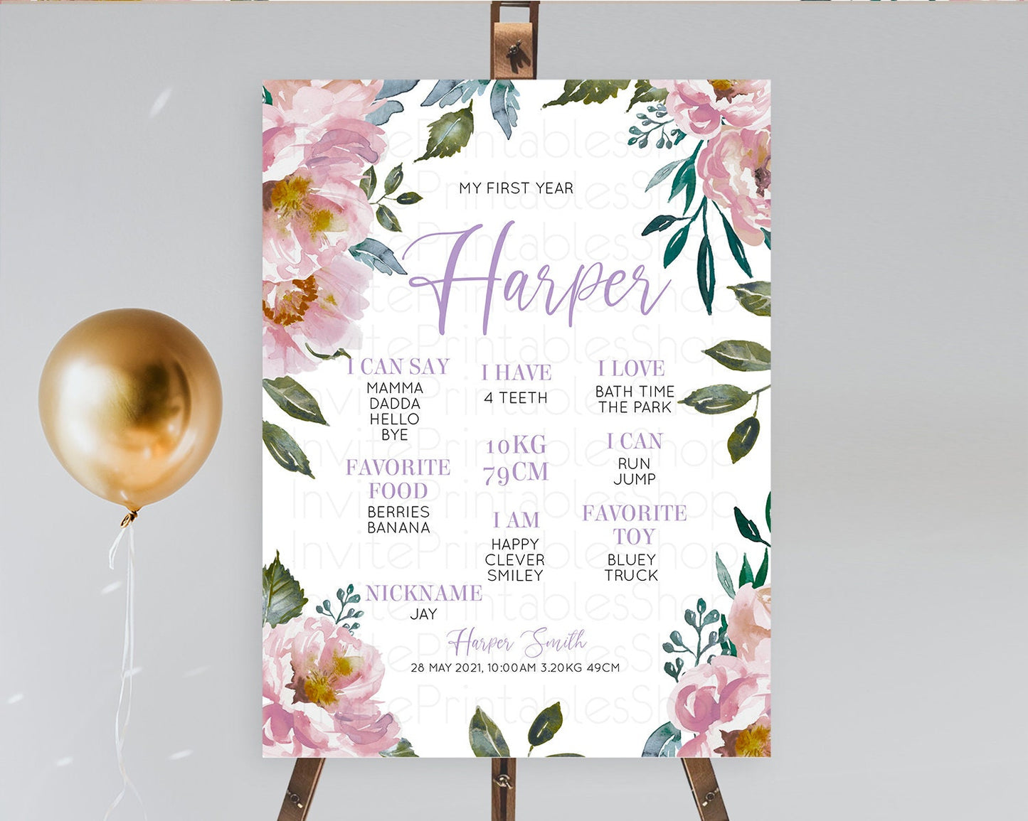 Secret Garden Milestone Board Wildflower First Birthday Milestone Poster Pastel Flowers Milestone Boho Wildflower 1st Birthday Sign D10729
