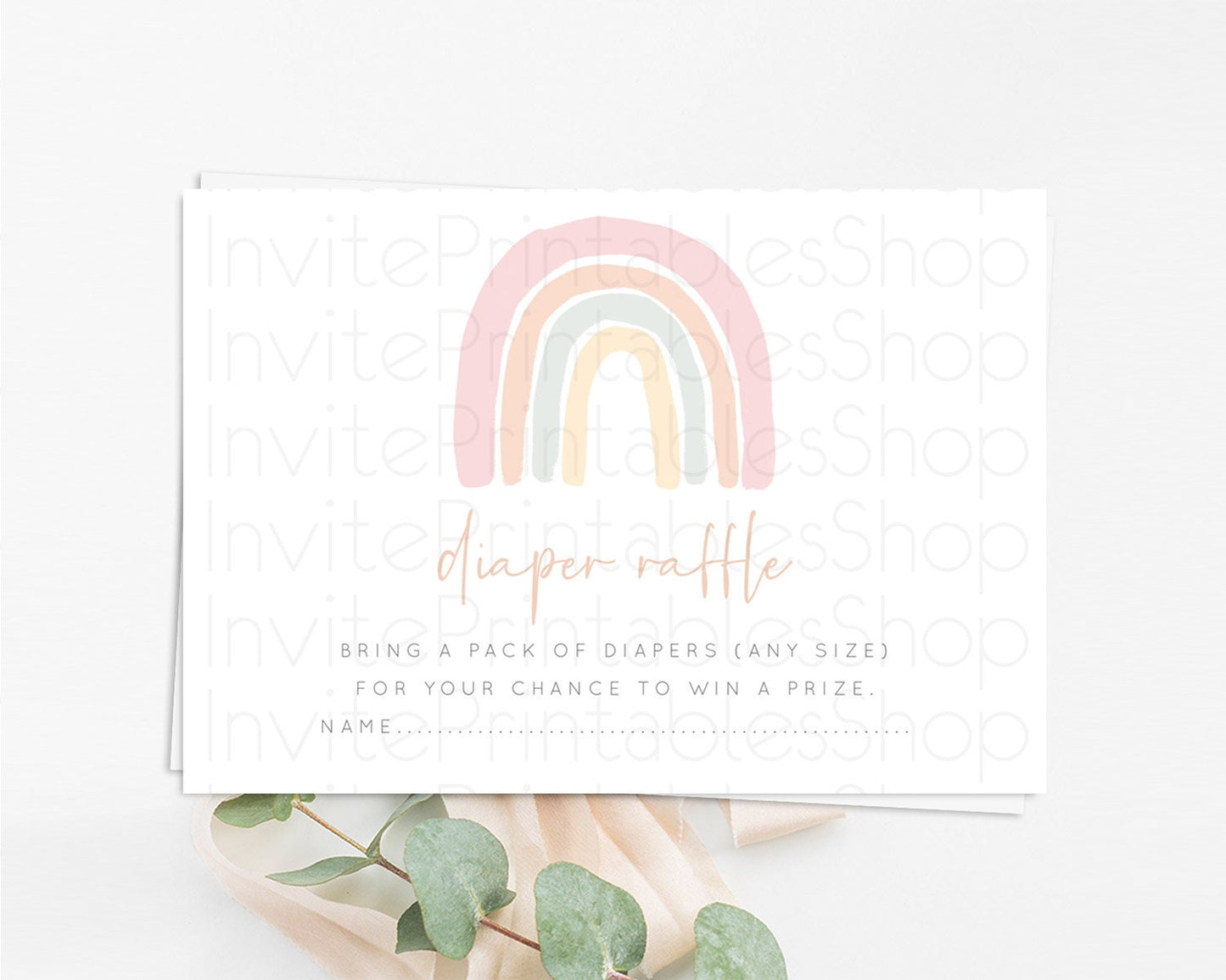 Pastel Rainbow Diaper Raffle Card Boho Rainbow Diaper Insert Boho Rainbow Diaper Ticket Pastel Watercolor Baby Shower Raffle Game D10162