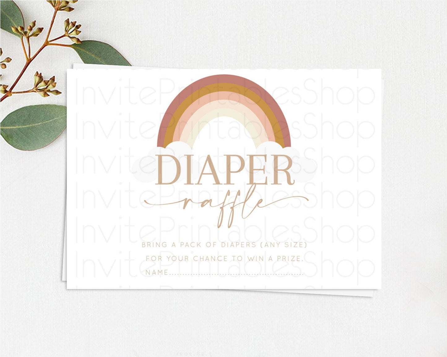 Pastel Rainbow Diaper Raffle Card Boho Rainbow Diaper Insert Boho Rainbow Diaper Ticket Pastel Watercolor Baby Shower Raffle Game D10122