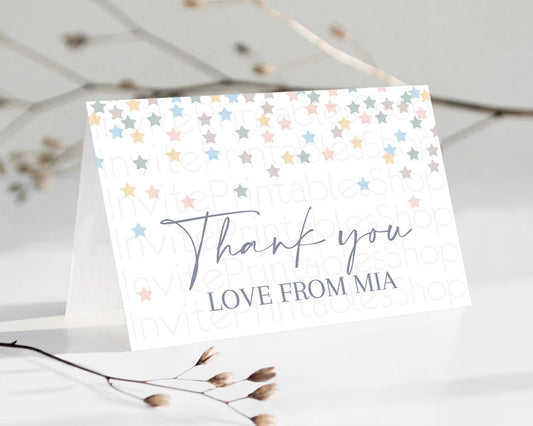 Editable Star Thank You Card Pastel Stars Thank You Shooting Star Rainbow Co