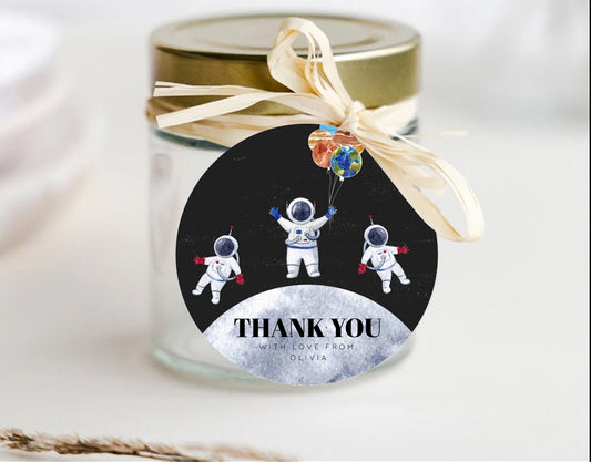 Space Thank You Tags Space Thank You Gift Tags First Trip Around the Sun Favor Tags Planets Solar System ONE year First Birthday Tag D10430