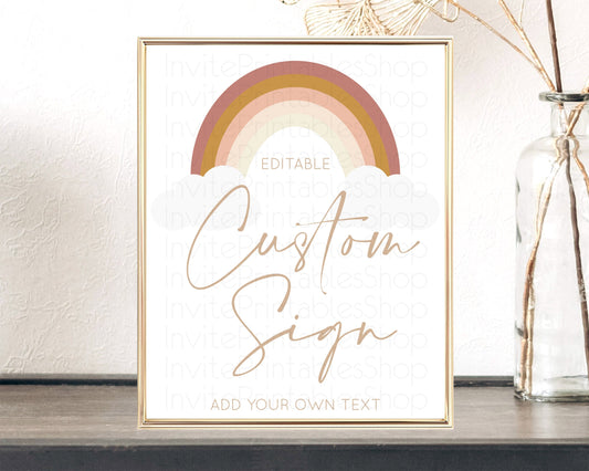 Editable Pastel Rainbow Sign Rainbow Table Sign Decor Boho Colorful Rainbow