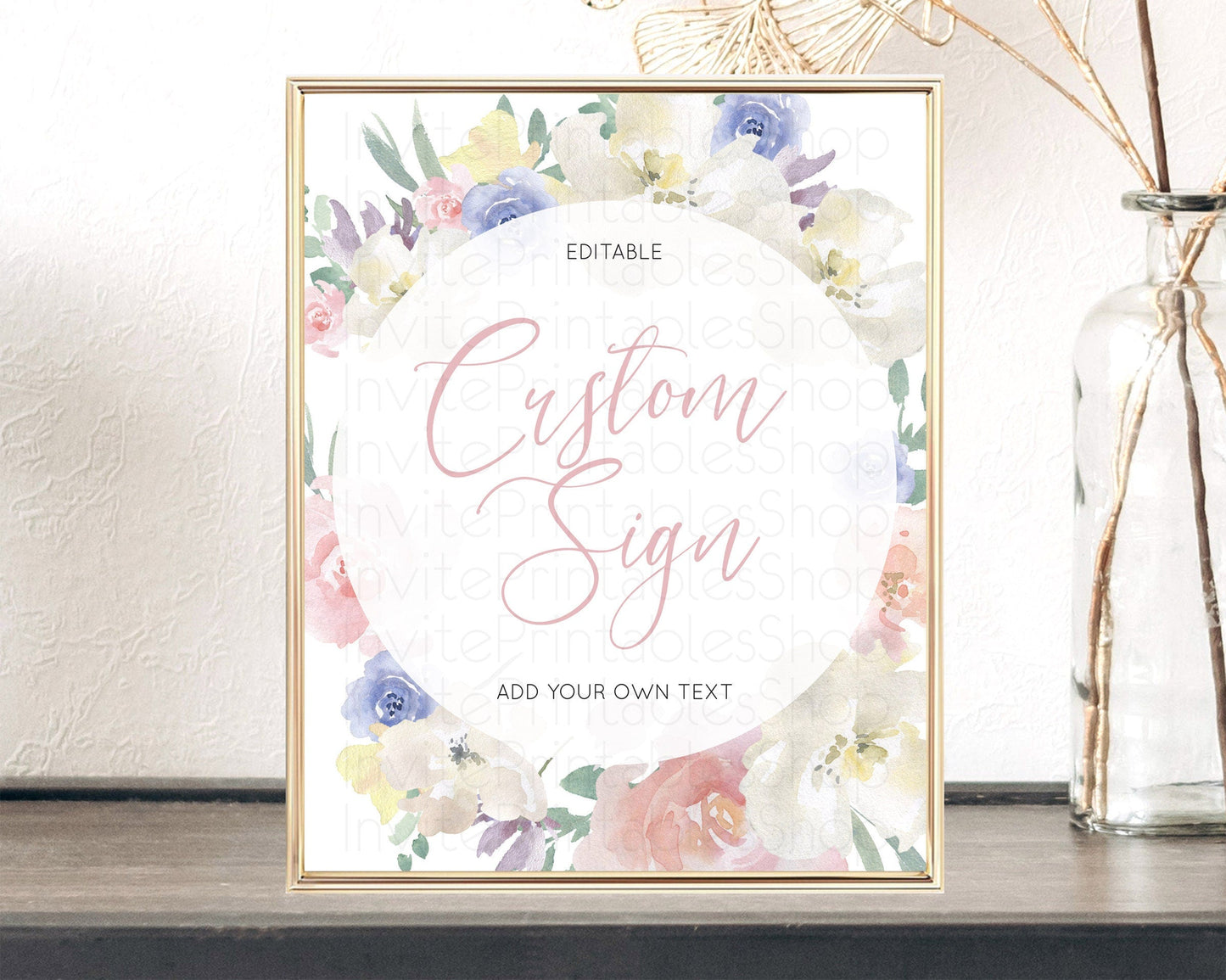 Wildflower Floral Table Sign Decor Secret Garden Sign Template Pastel Floral Garden Party Boho Flowers Birthday Baby Shower Wedding D10841