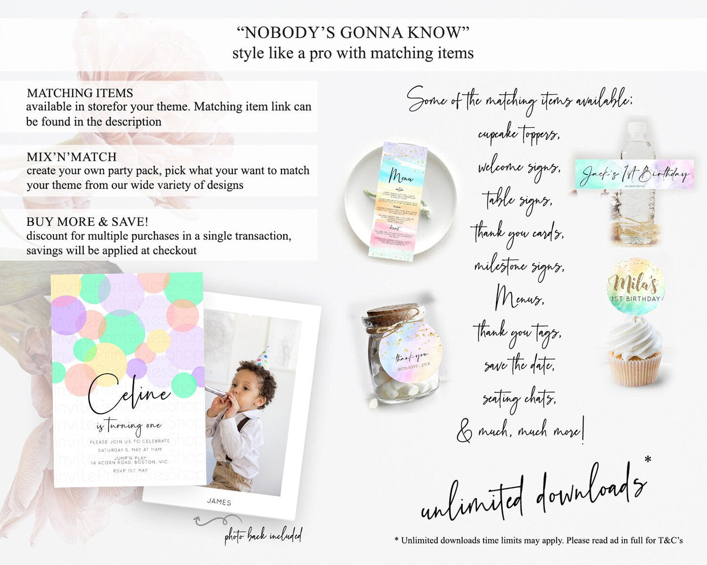 Pastel Birthday Invitation Pastel Confetti Birthday Invitation Bubbles Invitation Colorful Rainbow Confetti 2nd 1st First Birthday D10380