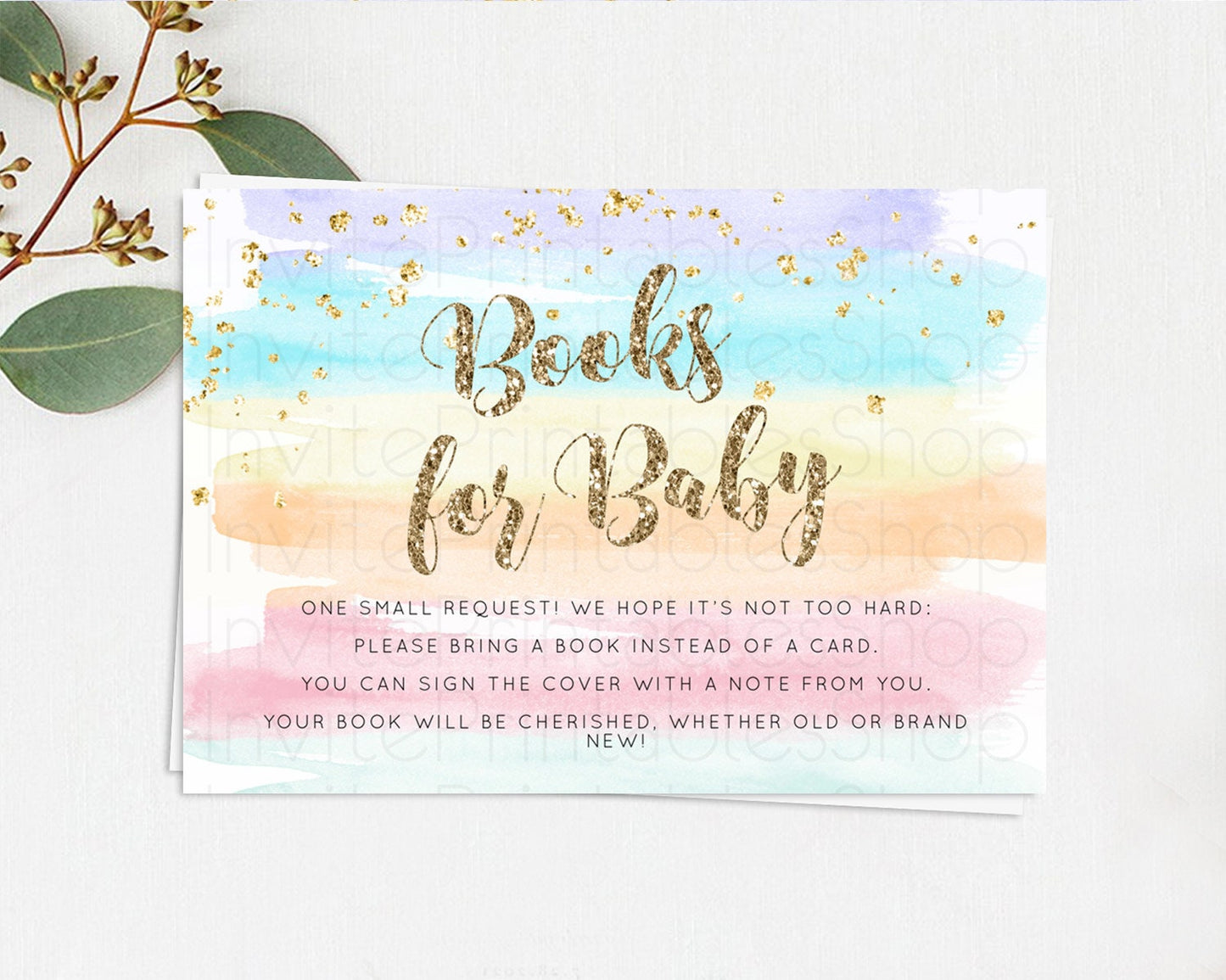 Editable Pastel Books For Baby Card Pastel Rainbow Book Insert Colorful Ombr