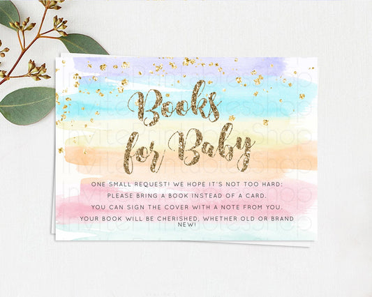 Editable Pastel Books For Baby Card Pastel Rainbow Book Insert Colorful Ombr