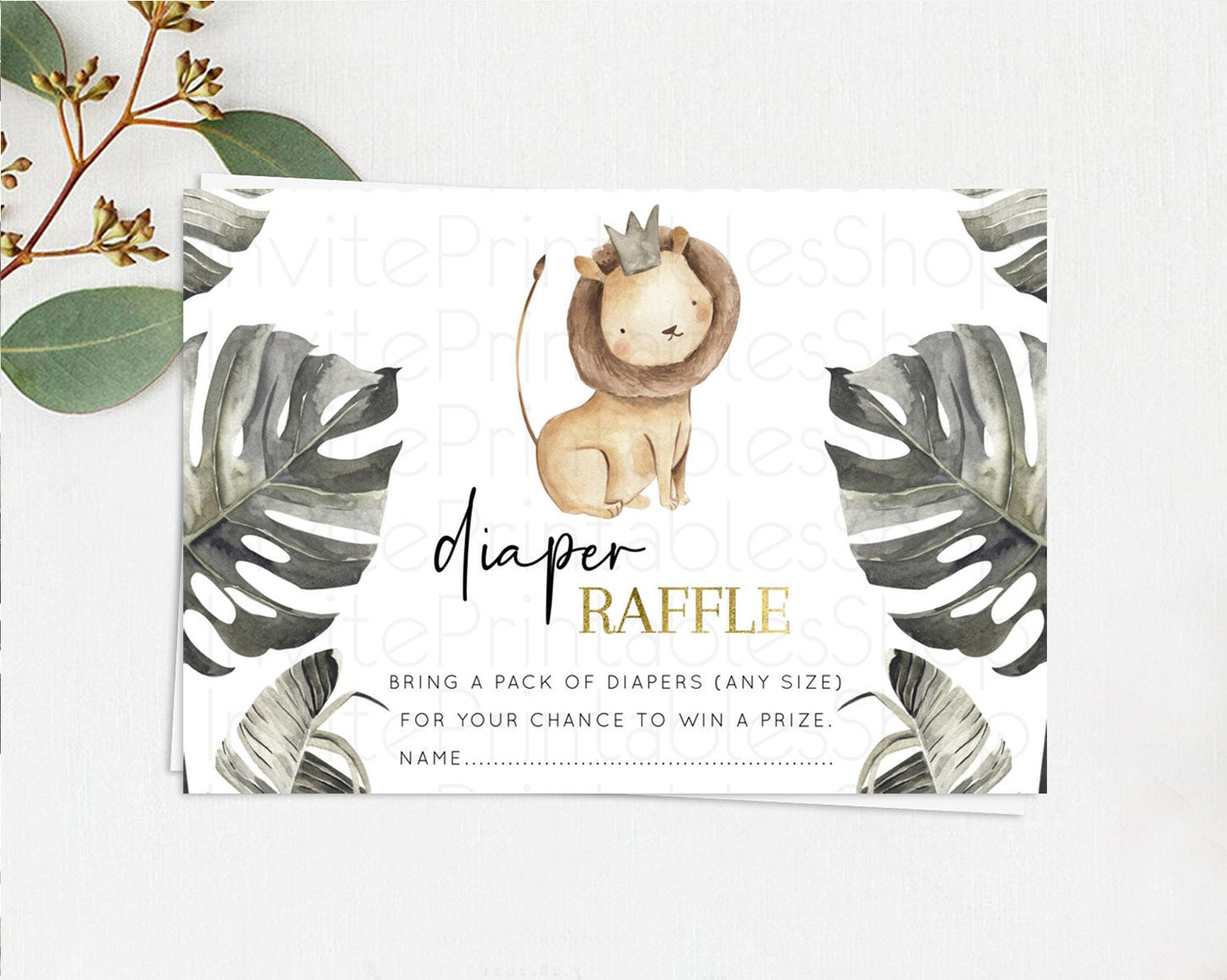 Lion Diaper Raffle Card Lion Diaper Raffle Insert Safari Lion Diaper Ticket Dried Palm Fern Safari Adventure Baby Shower Raffle Game D10599