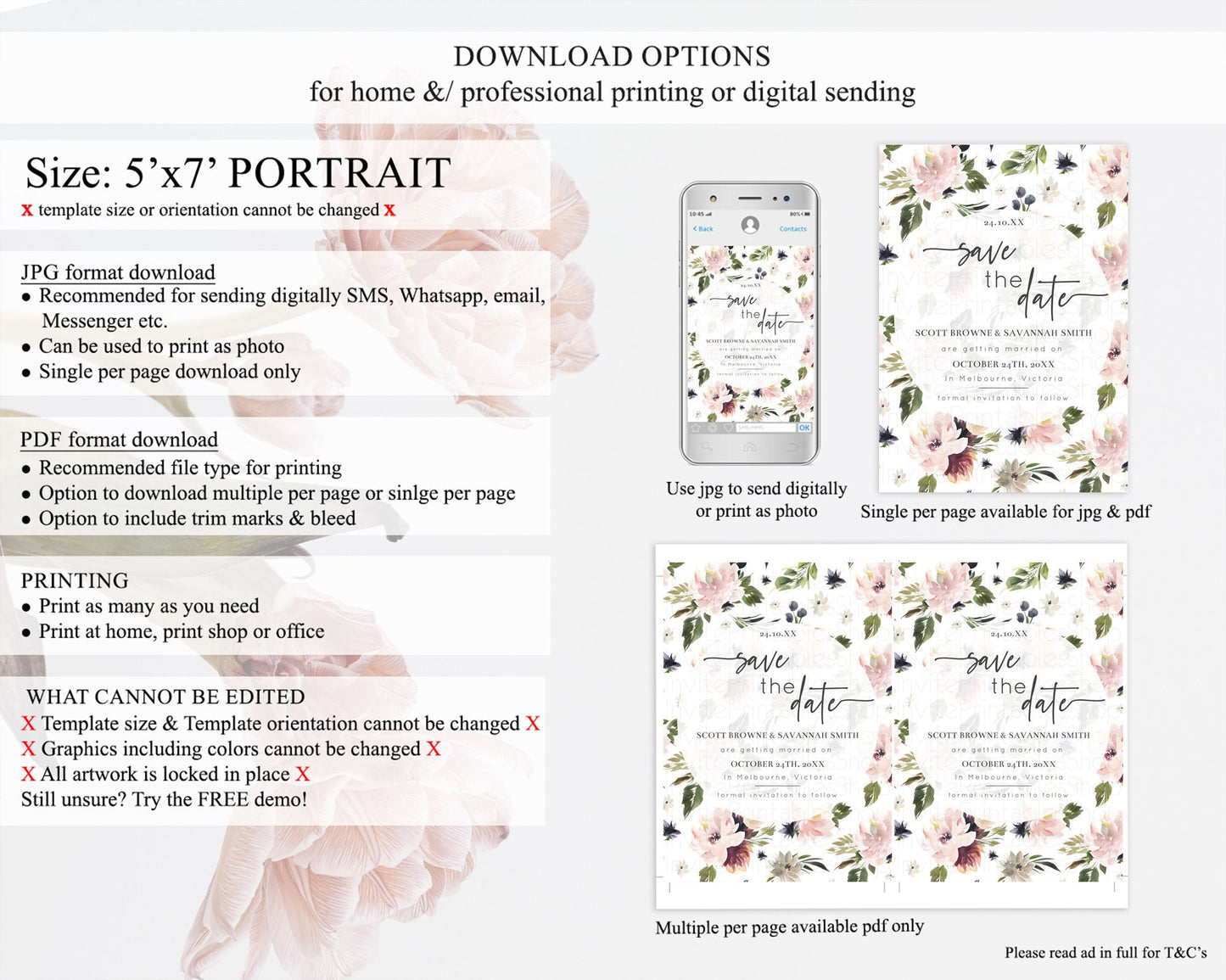 Wildflower Save The Date Template Secret Garden Save The Date Pastel Floral Garden Party Boho Flowers Birthday Baby Shower Wedding D10538