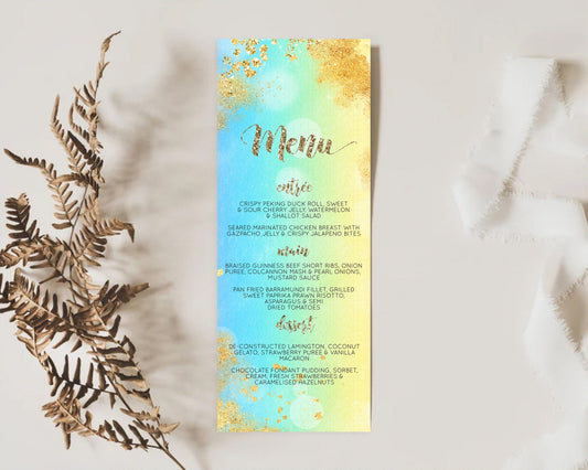 Editable Pastel Menu Pastel Rainbow Menu Template Colorful Pastel Table Deco