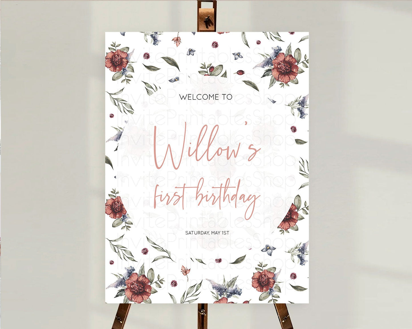 Secret Garden Welcome Sign Wildflower Welcome Board Pastel Flower Garden Welcome Poster Boho Wildflower First Birthday Welcome Sign D10503