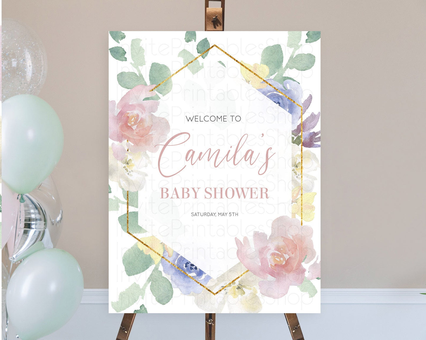 Secret Garden Baby Shower Welcome Sign Wildflower Welcome Board Pastel Flower Garden Welcome Poster Boho Wildflower Welcome Sign D10254