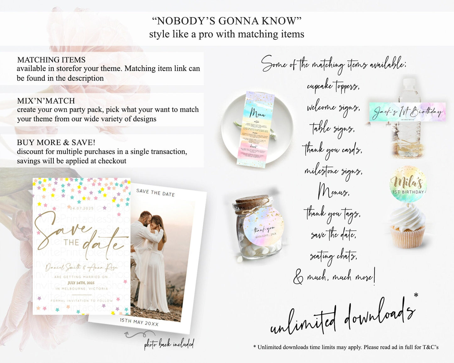 Twinkle Stars Save The Date Template Pastel Twinkle Little Star Party Shooting Star Confetti Sprinkles Birthday Baptism Baby Shower D10601