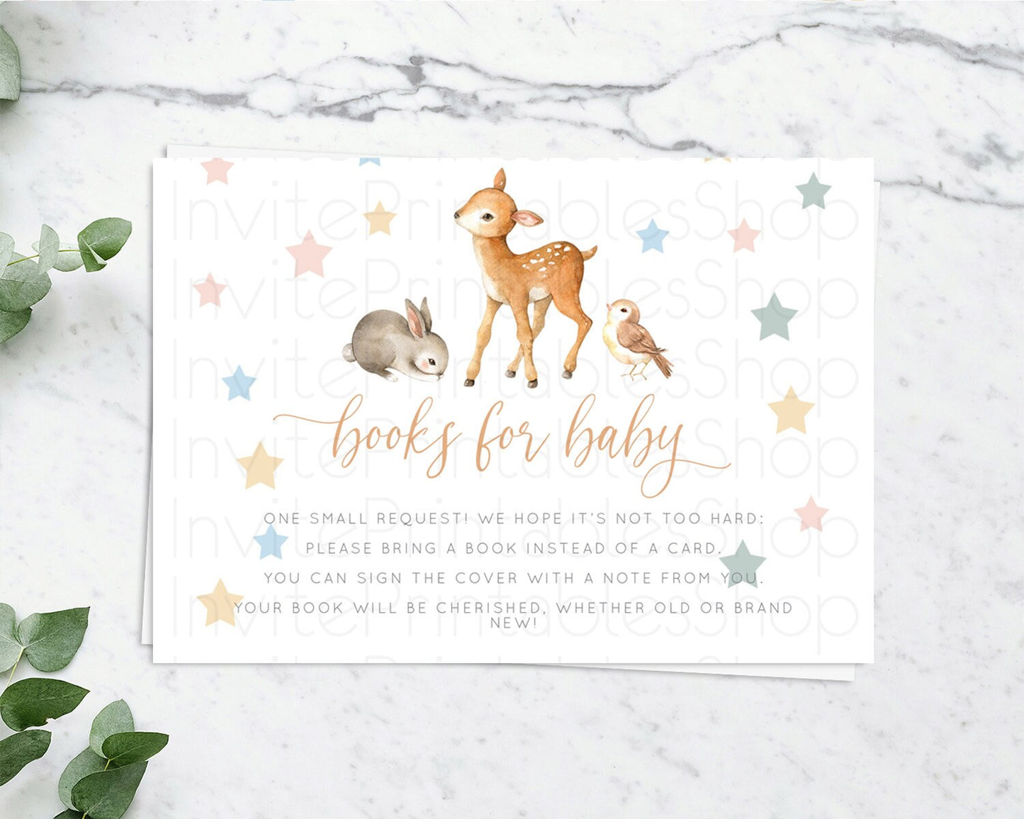 Fawn Books For Baby Card Deer Book Insert Floral Deer Book Card Enchanted Forest Butterfly Pastel Baby Shower Book Poem Request D10918